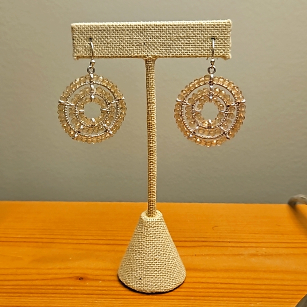 Park Lane Silver and Champagne Beaded Earrings